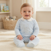 N14632: Baby Boys Embossed Velour All In One (0-9 Months)